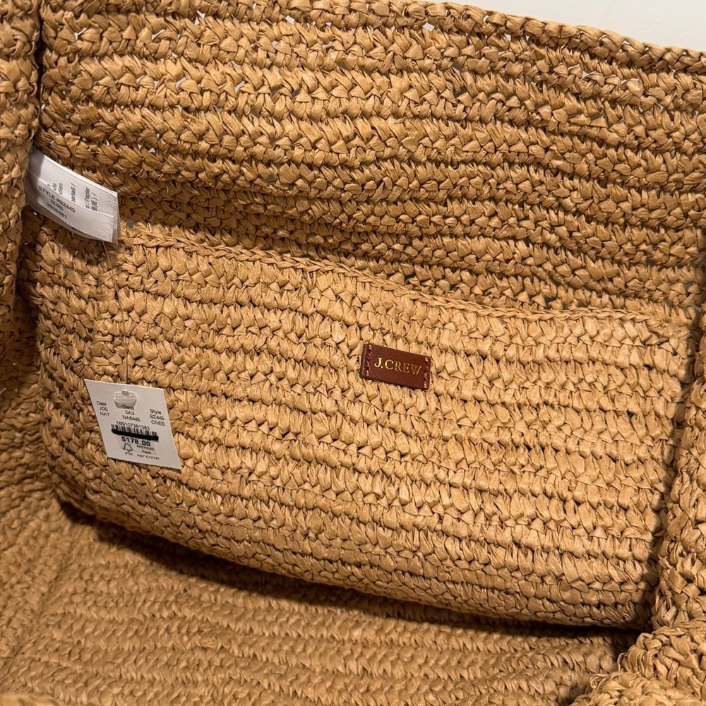 NEW J. Crew Large handknotted packable tote bag leather straps BZ445 $178 - Picture 9 of 10